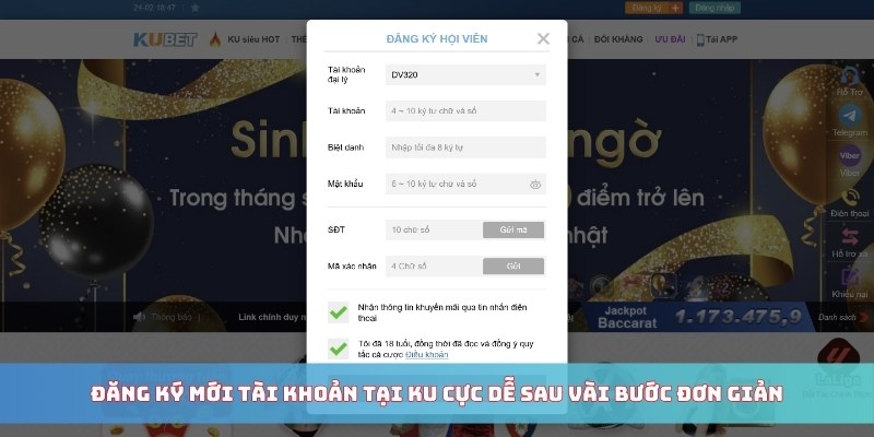 Đăng ký mới tài khoản tại KU cực dễ sau vài bước đơn giản